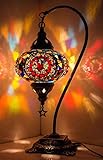 DEMMEX Lámpara de mesa de mosaico turco marroquí, cuello de cisne hecho a mano lámpara de noche de mesita de noche, lámpara de mesa decorativa colorida...