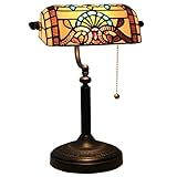 Lámpara de mesa estilo Tiffany, lámpara de escritorio de cristal barroco vintage, lámpara de cabecera de cuentas de cristal antiguas para el salón...