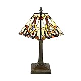 Tokira Lámparas de mesa pequeñas estilo Tiffany para sala de estar, lámpara de noche cuadrada barroca de 8 in para salón, acogedoras luces de noche con...