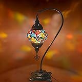 Hecho a mano de bronce turco marroquí árabe oriental bohemio estilo Tiffany mosaico de vidrio hermosa lámpara de escritorio lámpara de mesa decoración...