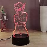 Lámpara de noche 3D Bakugou Katsuki Figuras de anime 16 colores Lámpara de escritorio LED Lámpara de noche con control remoto para niños Lámpara de...