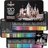 Castle Art Supplies Juego 120 Lápices Colores | Minas Blandas de Colores para Artistas Experimentados, Profesionales e Ilustradores | Protegidos y...