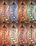 DEMMEX - Lámpara de pie de mosaico marroquí turco de 7 globos grandes, lámpara de pie bohemio bohemio Tiffany mosaico con enchufe y enchufe...