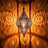 Lámpara Oriental Marroquí - lamparilla colgante - farola de techo Lunar Negro - 40cm - muy práctica para una iluminación excelente - transmite una...
