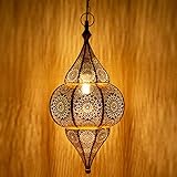 Lámpara Oriental Marroquí - lamparilla colgante - farola de techo Lunar Dorado - 40cm - muy práctica para una iluminación excelente - transmite una...